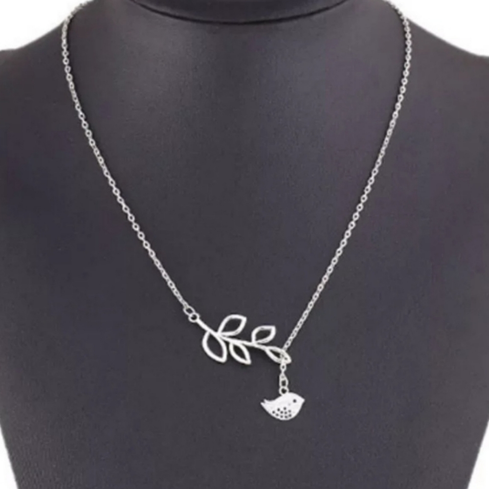 *Irene* Leaf and Bird Necklace - Picture 2 of 5